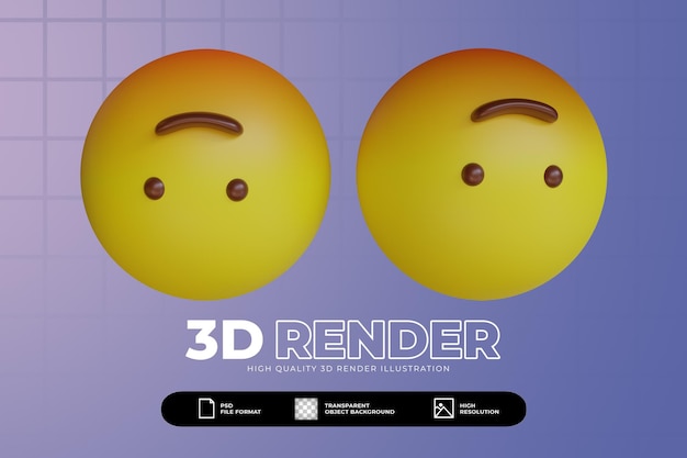 3d-render süß umgedrehtes emoji-set