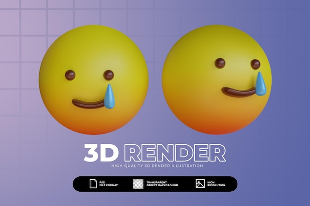 3d-render süßes trauriges emoji-set