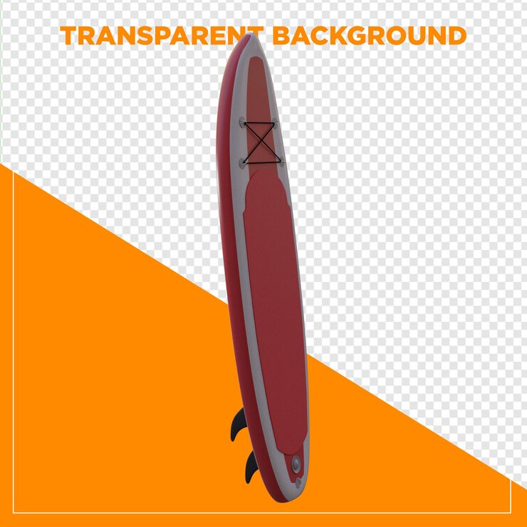 PSD 3d render sup stand up paddle board con fondo transparente