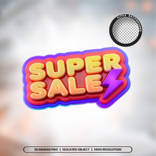 3D Render Super venta sello elemento icono PSD PNG