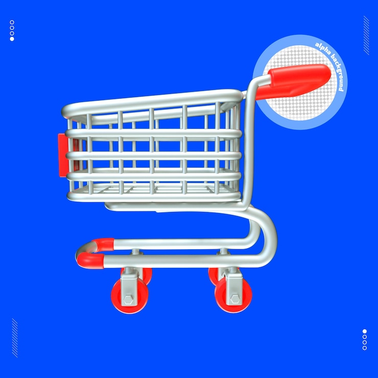 PSD 3d render supermercado vermelho