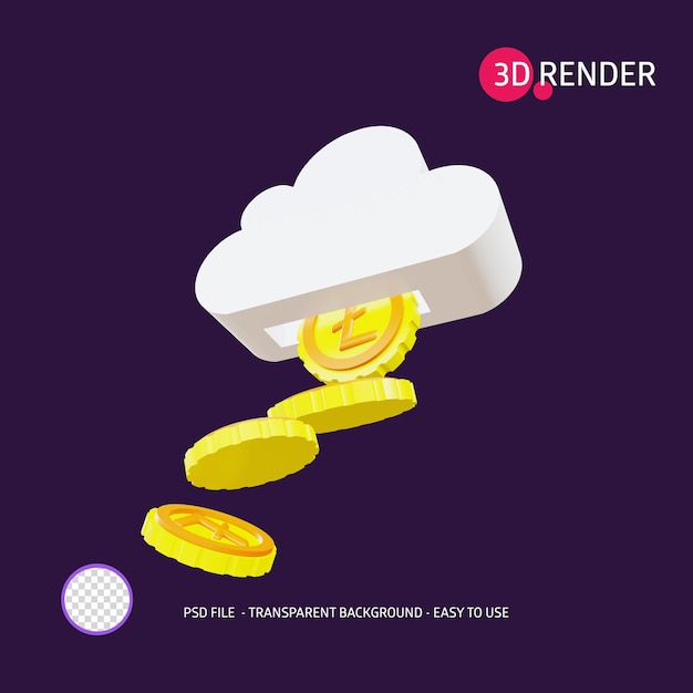 3D-Render-Symbol Litecoint-Wolke 2