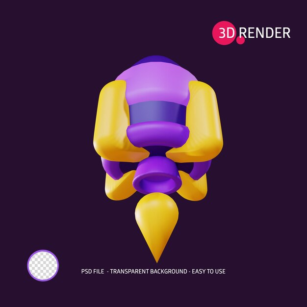 PSD 3d-render-symbol rakete 6