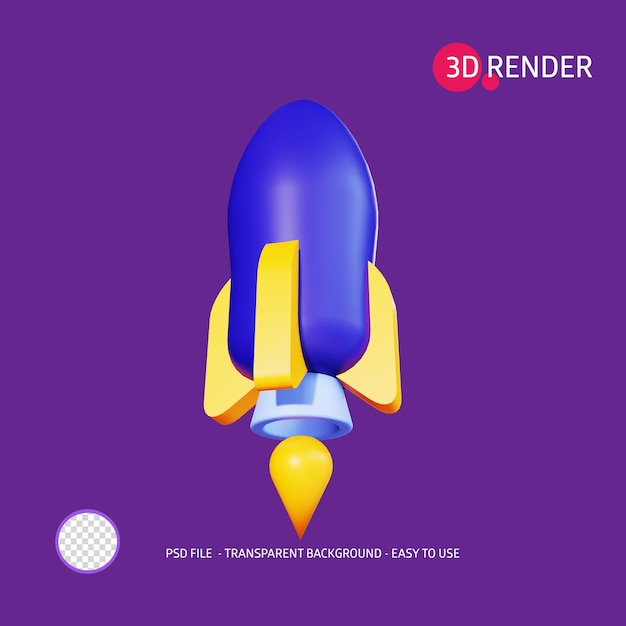 PSD 3d-render-symbol rakete 7