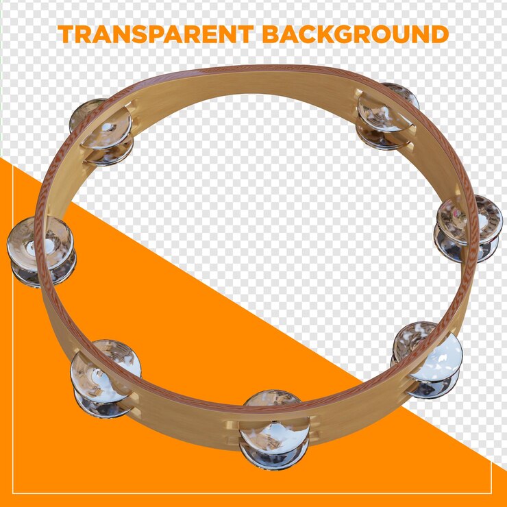 PSD 3d render tambourine com fundo transparente
