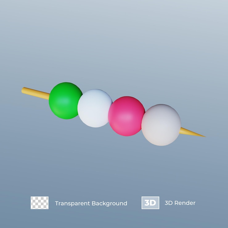 PSD 3d render tangyuan dumpling en pincho para dongzhi festival