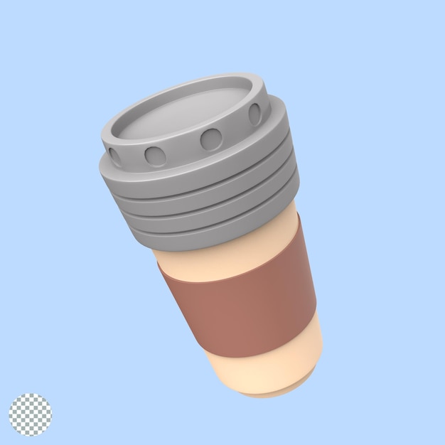 3d render taza de café con pajita 3d ilustración café latte espresso taza caliente