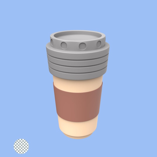 3d render taza de café con pajita 3d ilustración café latte espresso taza caliente