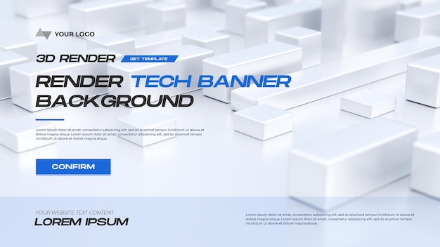 3d render tech banner background for website design