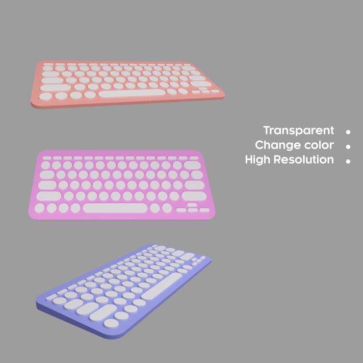 PSD 3d render teclado inalámbrico aislado