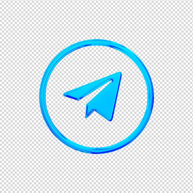PSD 3d-render-telegrammsymbol glänzend blau