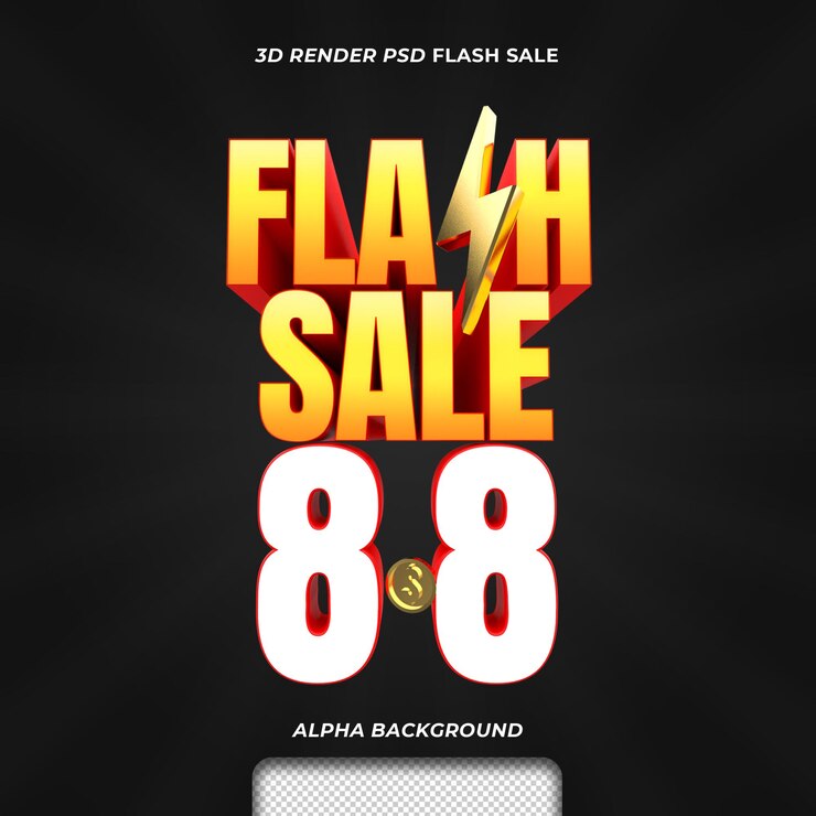 3d render testo vendita flash promozione sconto 8 8