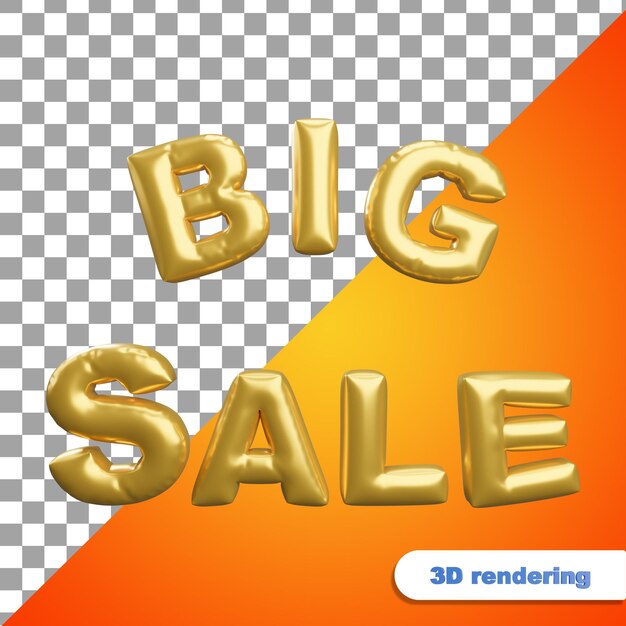 3d render texto dorado de gran venta