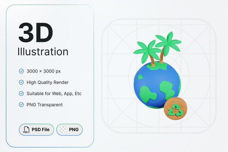 PSD 3d render tierra mundo concepto moderno icono ilustraciones diseño