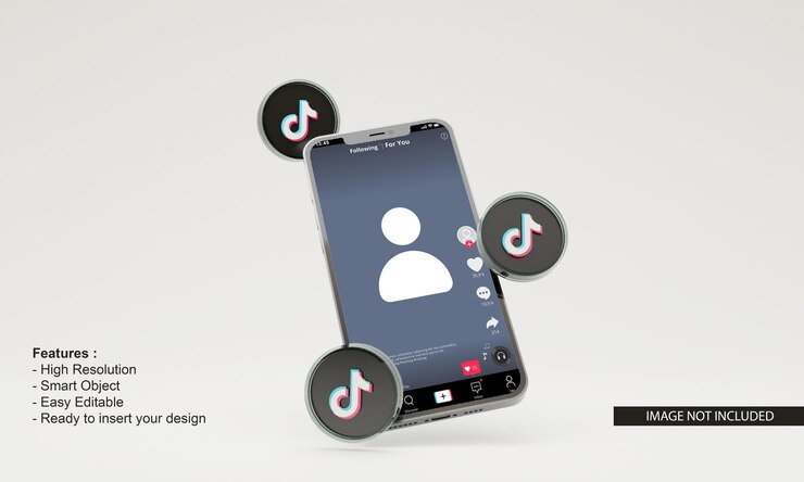 3D render tiktok illustration maquete de telefone móvel