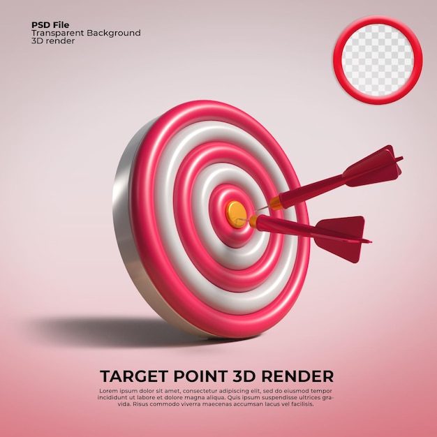 3D render tiro con l'arco a punti bersaglio