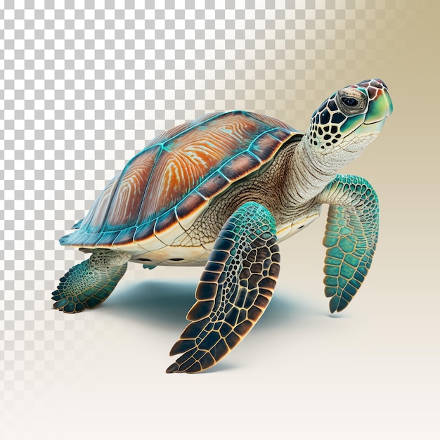 3D Render tortuga marina detallada transparente