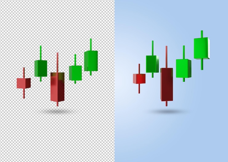 PSD 3d render trading candela icona illustrazione del mercato azionario