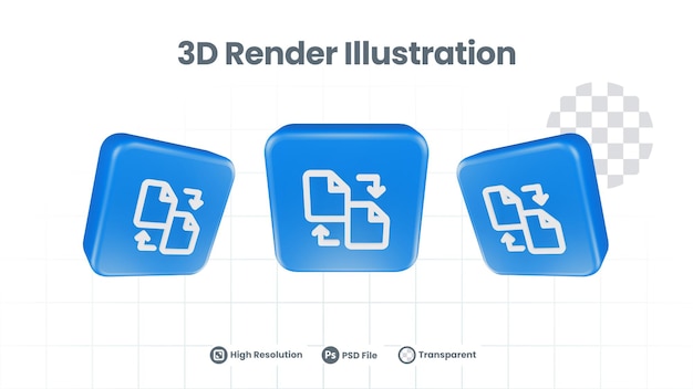 3D Render transfer file Icon For Web Mobile App Social Media Promotion