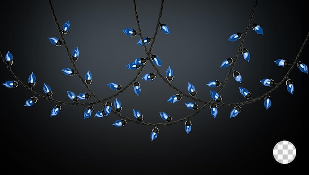 3d render triple guirnalda luz azul de Navidad