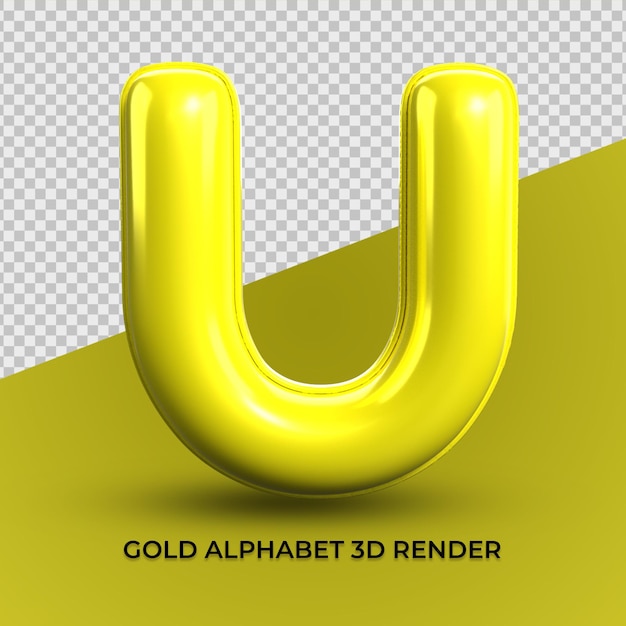 3d render u alfabeto plástico amarillo