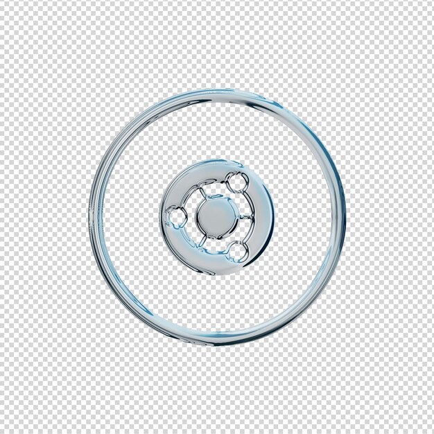 3D Render Ubuntu Icon Chrom glänzend