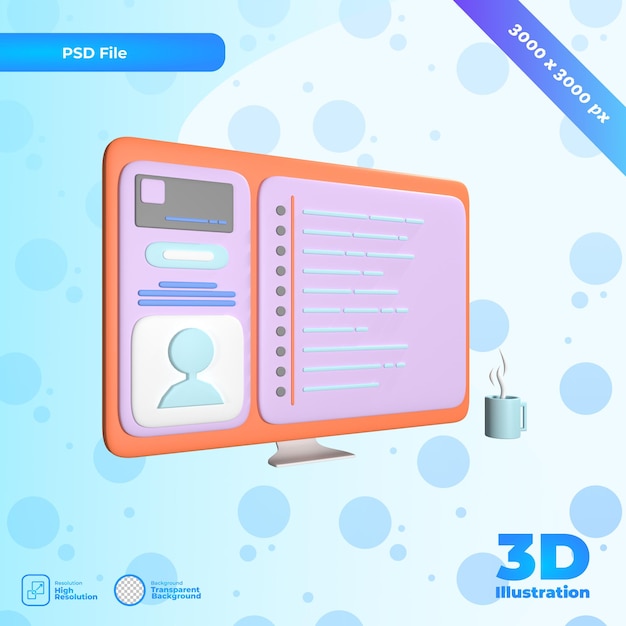 3d render ui design perspective view