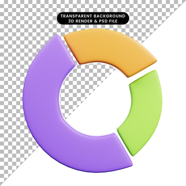 3D-Render-Ui-Symbol des Kuchendiagramms