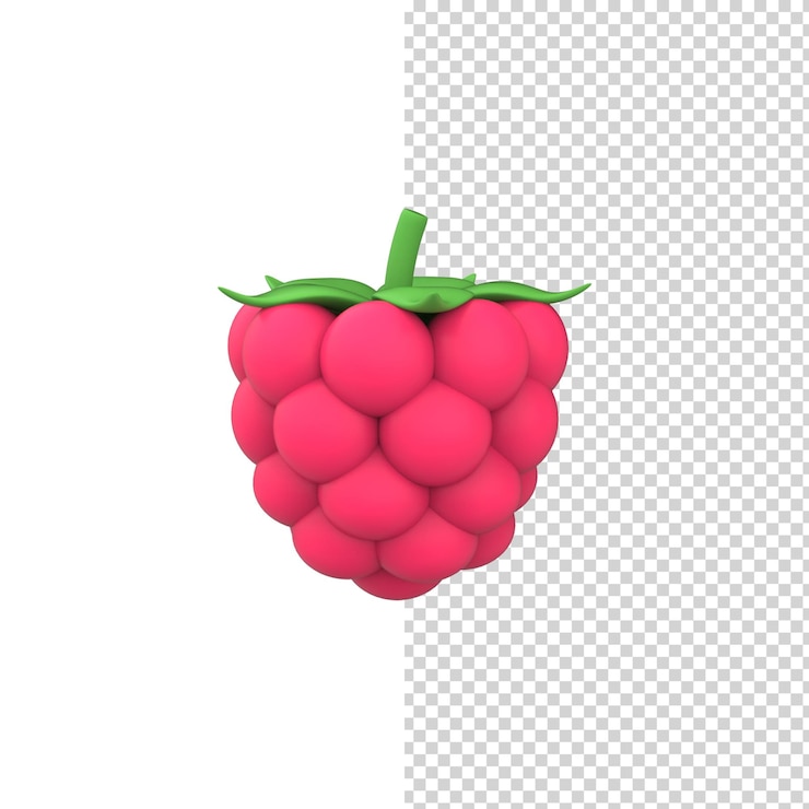 PSD 3d render único fondo blanco aislado frambuesa rosa