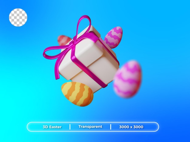 3D Render Uovo di Pasqua e confezione regalo