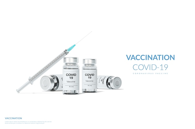PSD 3d render vacinação vacina contra coronavírus