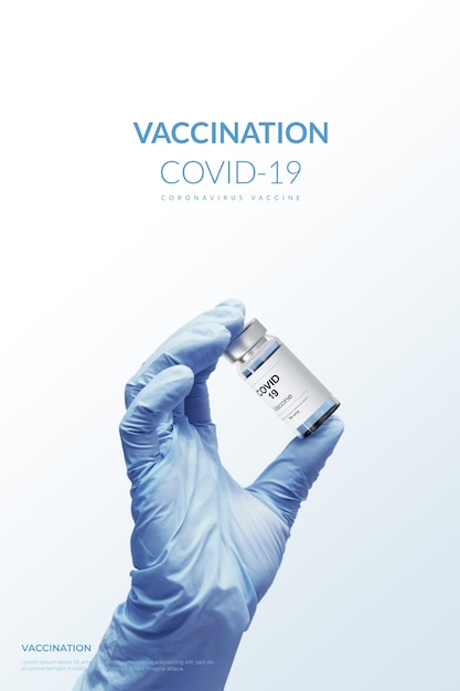 PSD 3d render vacunación vacuna contra el coronavirus