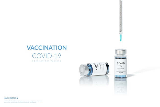 PSD 3d render vacunación vacuna contra el coronavirus