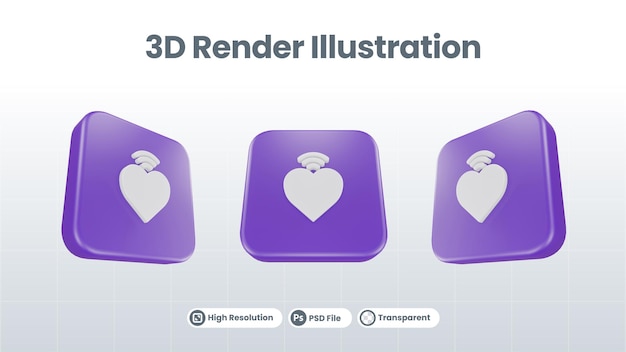 3D Render Valentine Avec Icône Coeur Brisé Pour UI UX Web Mobile App Promotion Des Médias Sociaux