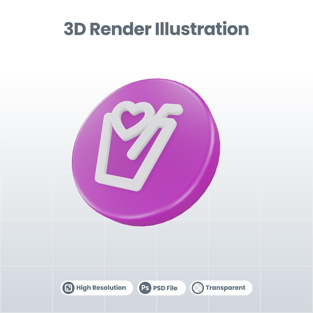 3D Render Valentine con icono de búsqueda para UI UX Web Mobile App Social Media Promotion