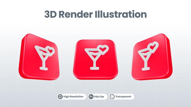 3D Render Valentine con icono de caja de regalo para UI UX Web Mobile App Social Media Promotion