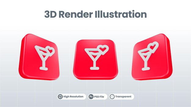 PSD 3d render valentine con icono de caja de regalo para ui ux web mobile app social media promotion