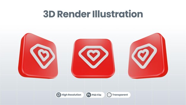 3D Render Valentine con icono de calendario para UI UX Web Mobile App Social Media Promotion