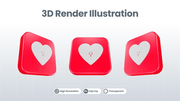 3D Render Valentine con icono de carta de amor para UI UX Web Mobile App Social Media Promotion