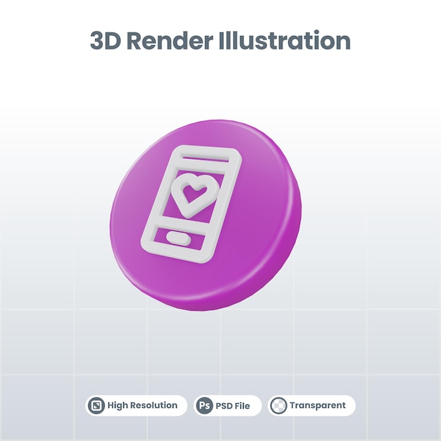 3D Render Valentine con icono de citas para UI UX Web Mobile App Social Media Promotion