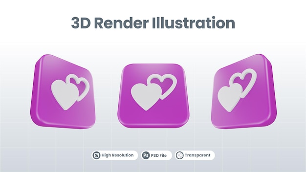 3D Render Valentine con icono de computadora portátil para UI UX Web Mobile App Social Media Promotion