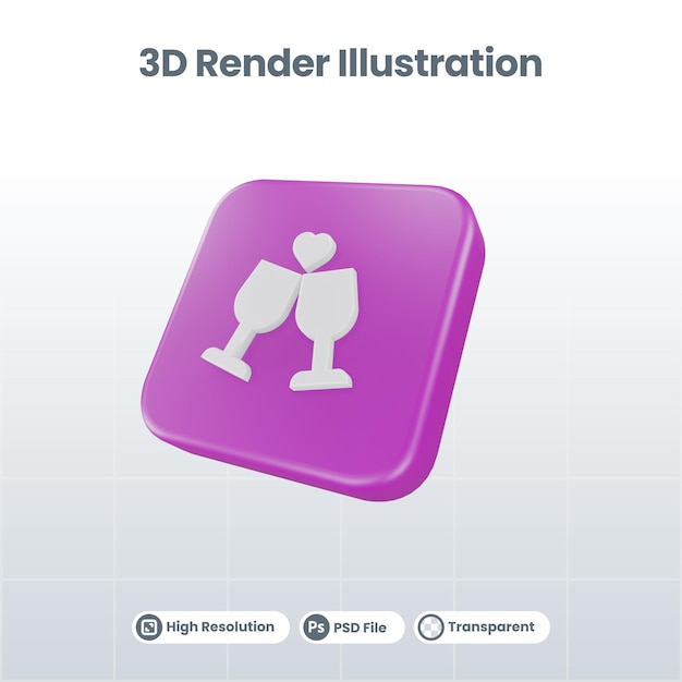 3D Render Valentine con icono de corazón para UI UX Web Mobile App Social Media Promotion