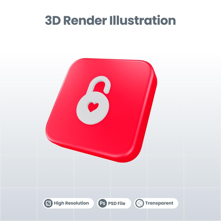 PSD 3d render valentine con icono de corazón para ui ux web mobile app social media promotion