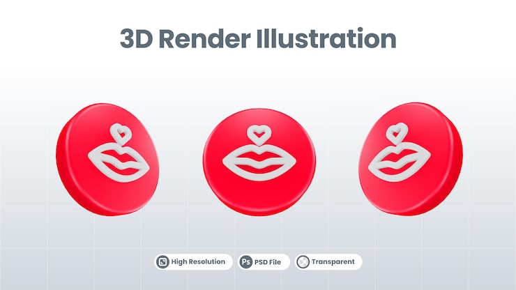 PSD 3d render valentine con icono de corona para ui ux web mobile app social media promotion