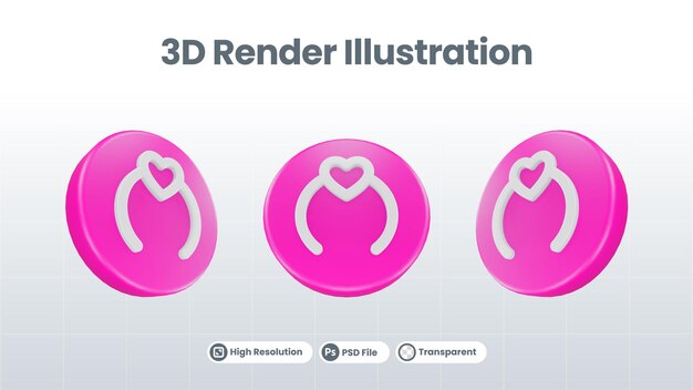 3D Render Valentine con icono de flecha de amor para UI UX Web Mobile App Social Media Promotion