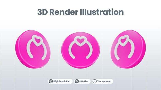 3d render valentine con icono de flecha de amor para ui ux web mobile app social media promotion