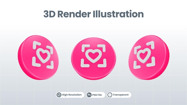 3D Render Valentine con icono de flor para UI UX Web Mobile App Social Media Promotion