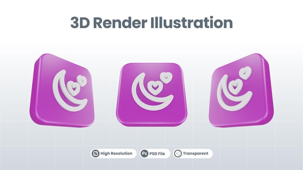 3D Render Valentine con icono de globo para UI UX Web Mobile App Social Media Promotion