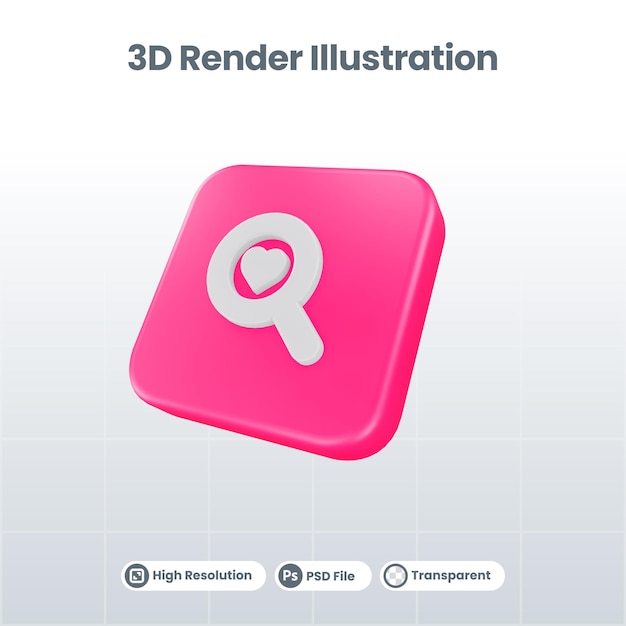 3D Render Valentine con icono de insignia para UI UX Web Mobile App Social Media Promotion