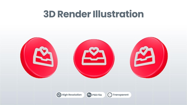 3d render valentine con icono de invitación de boda para ui ux web mobile app social media promotion